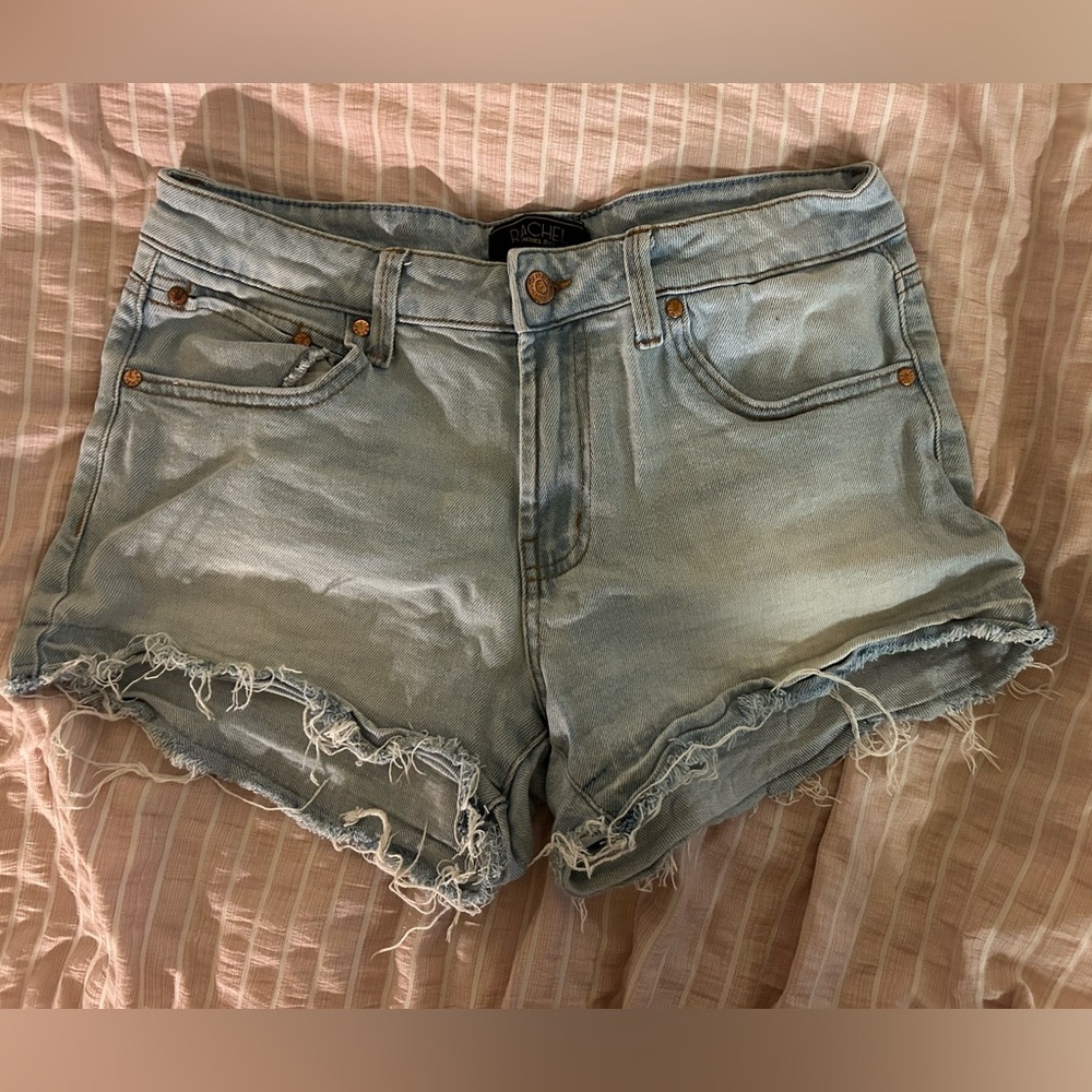 Light Blue Wash Distressed Denim Shorts